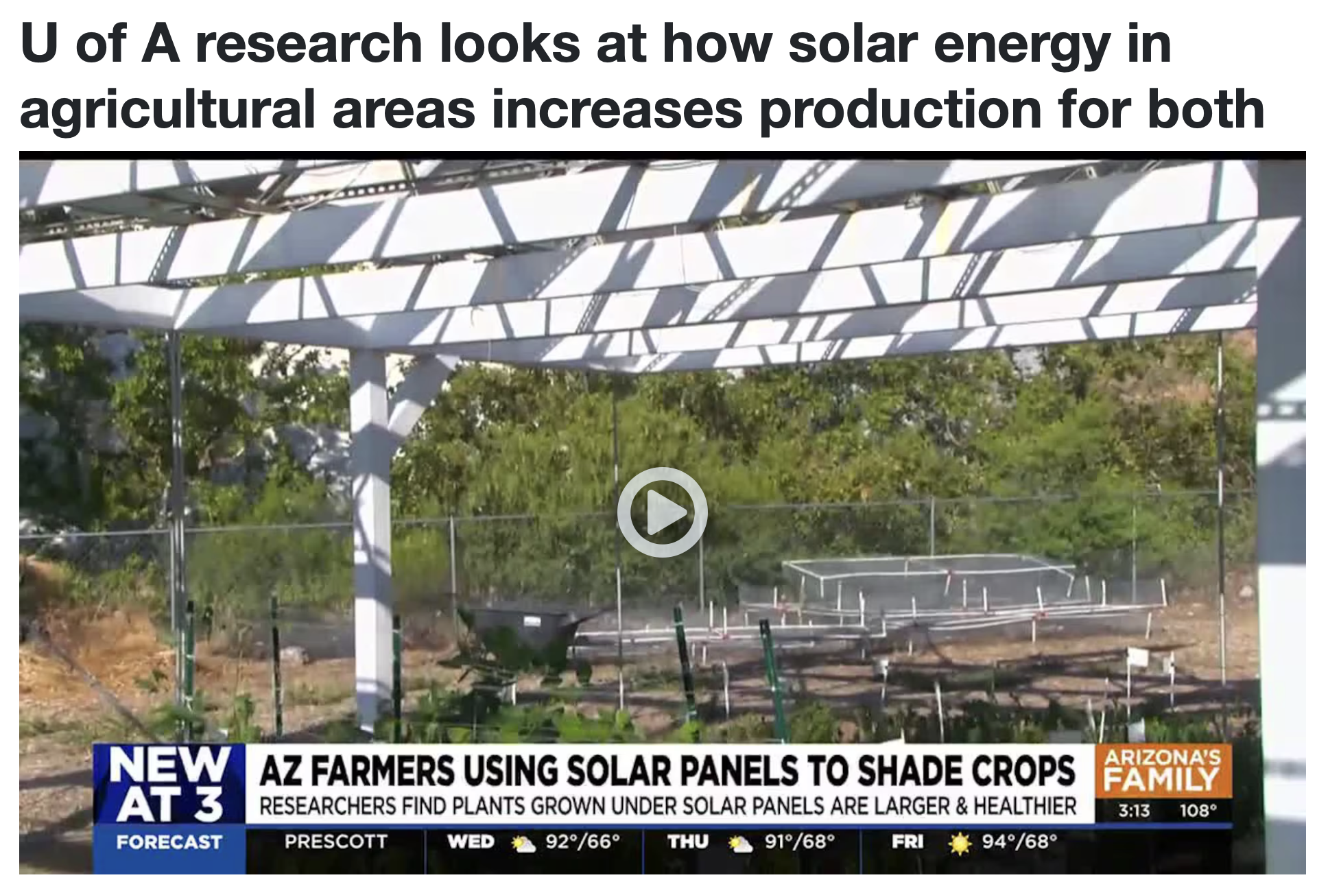 U of A research looks at how solar energy in agricultural areas ...